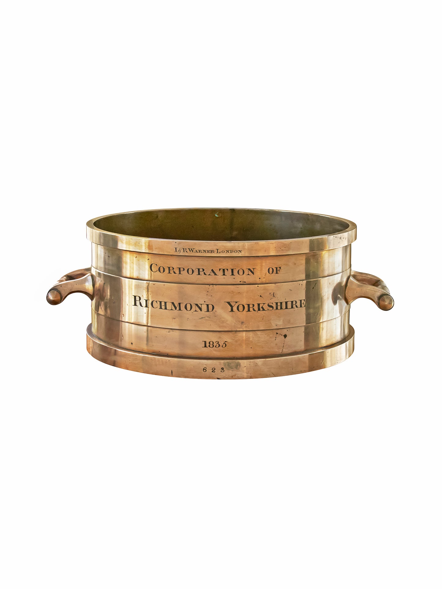Vintage 1835 Yorkshire Imperial Half Bushel Bronze Measure Weston Table