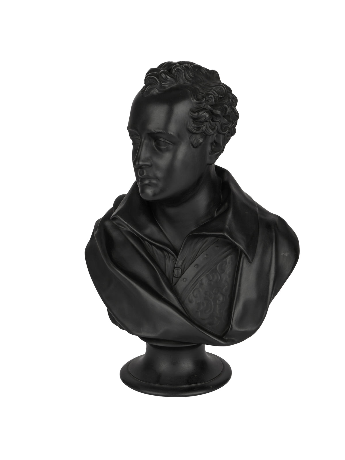 Vintage 1860 Wedgwood Lord Byron Black Basalt Bust Weston Table
