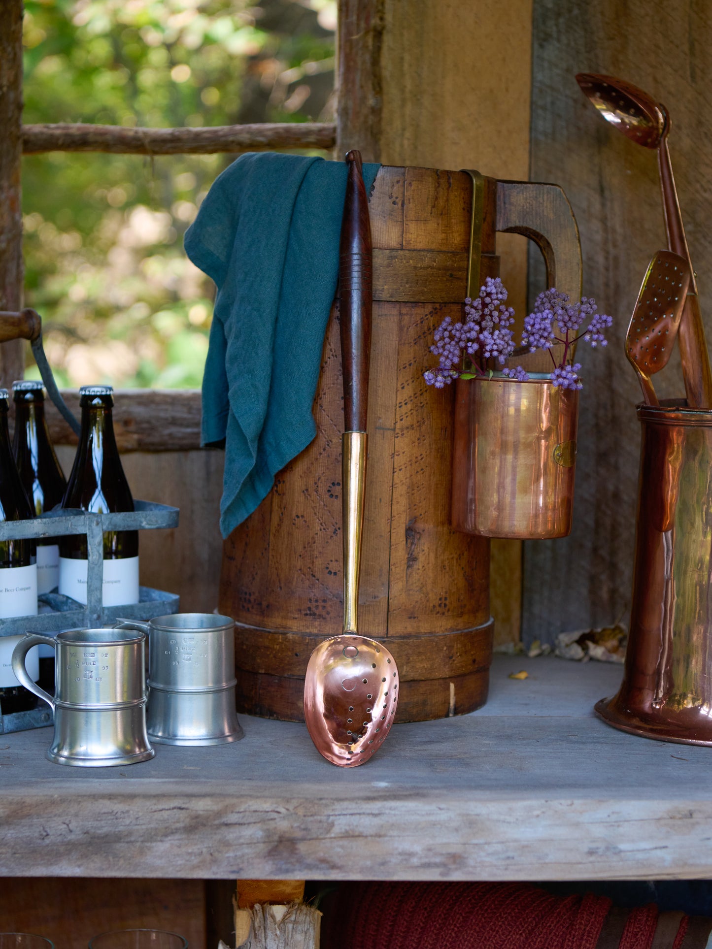 Vintage 1860s English Copper Straining Spoon Weston Table