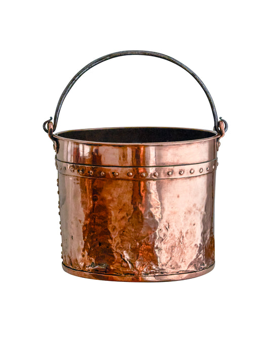 Vintage 1860s French Hammered Copper Grain Bucket Weston Table