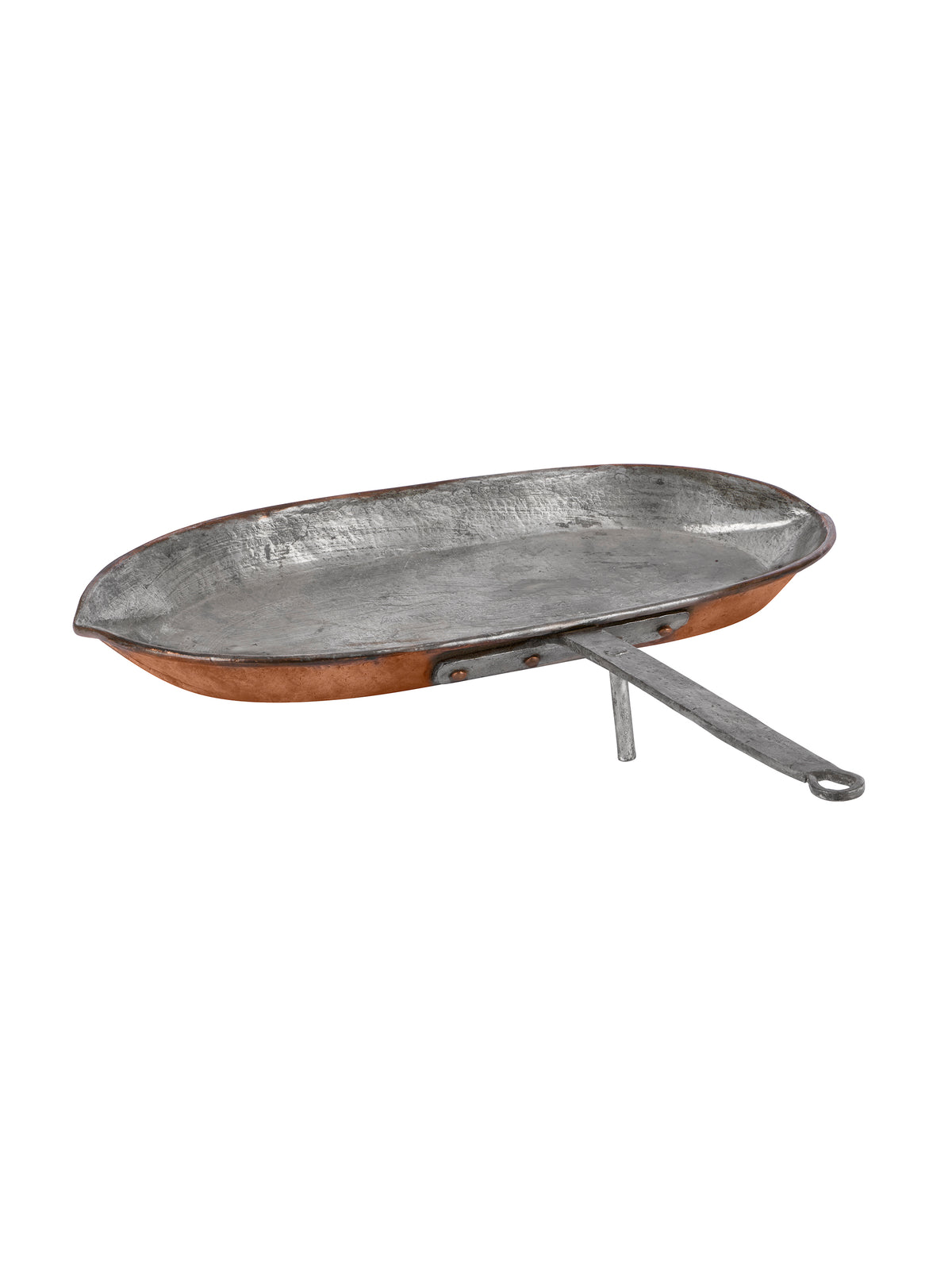 Vintage 1870s Copper Hearth Oval Side Handled Skillet Weston Table