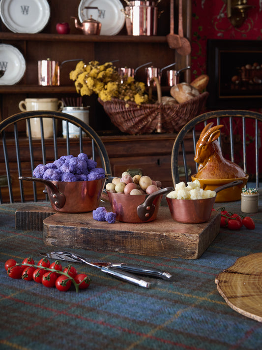 Vintage 1870s Copper Seven Pot Set Weston Table