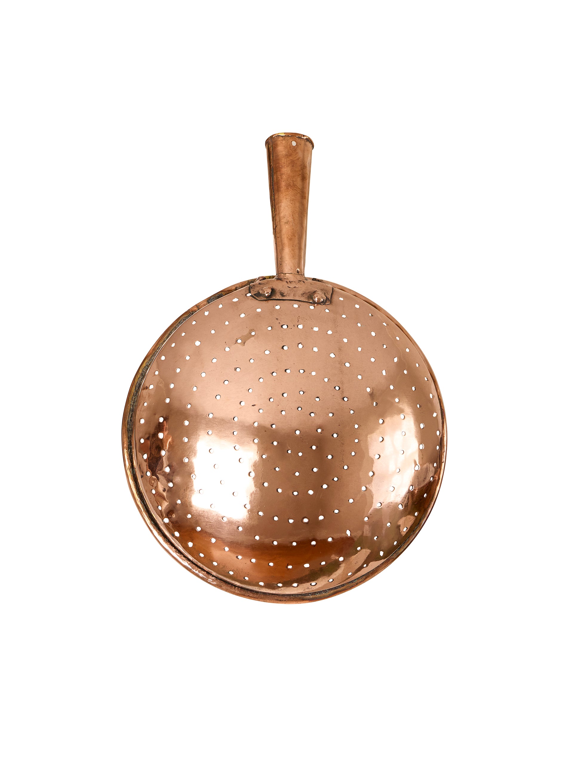 Vintage 1870s French Small Handled Copper Colander Weston Table