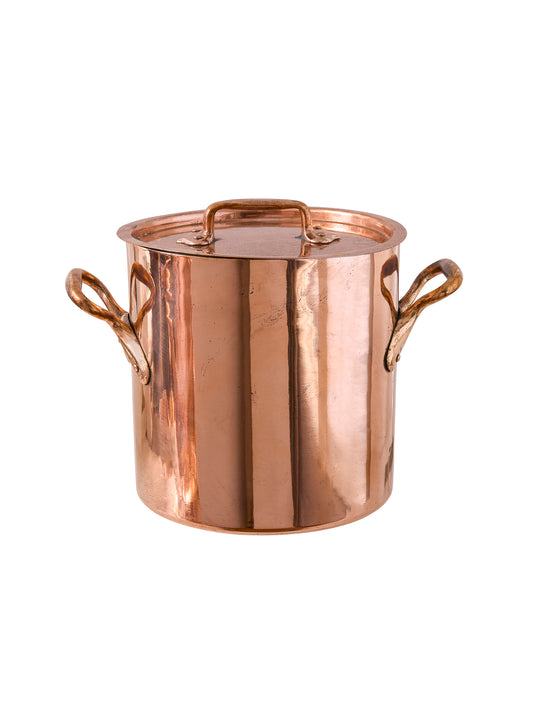 Vintage 1890s French Copper 8 Quart Stockpot with Lid Weston Table