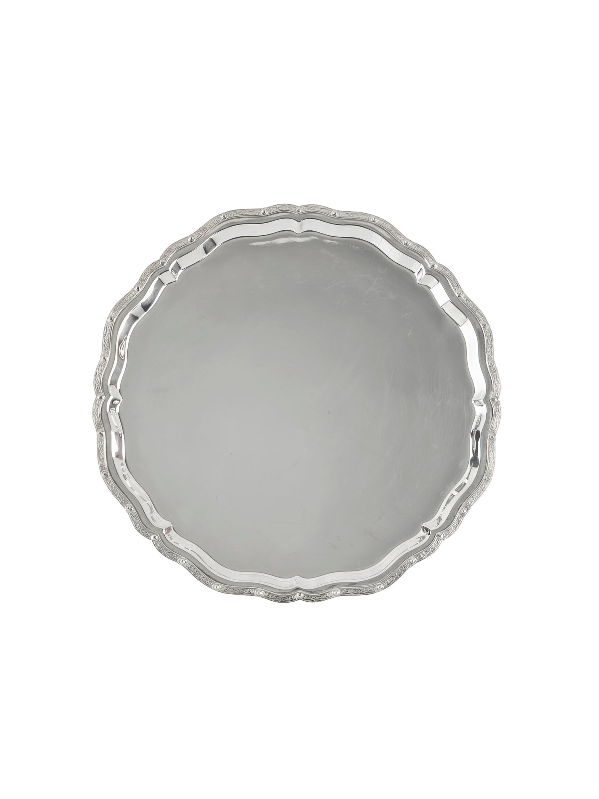 Vintage 1900 English Silver Plate Scallop Edge Tray Weston Table