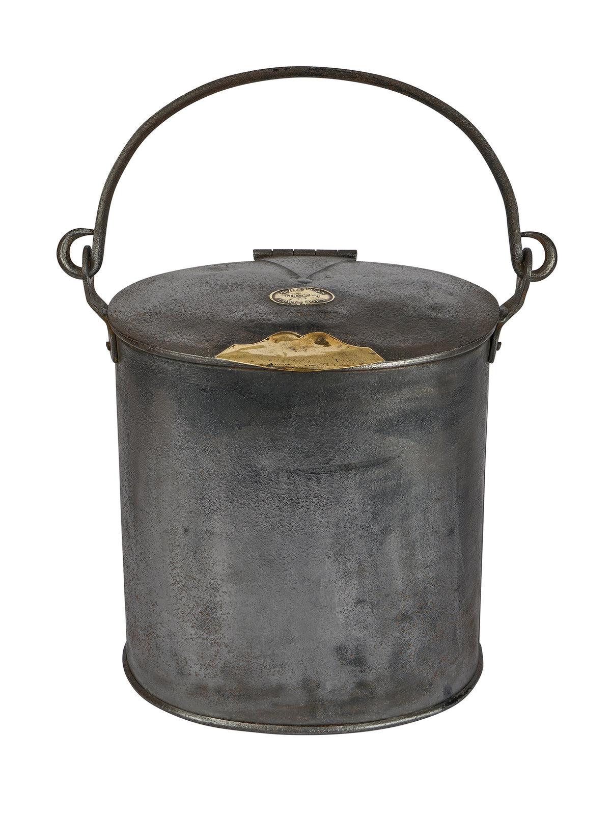 Vintage 1900 English Zinc and Brass Trimmed Milk Delivery Can Large Weston Table