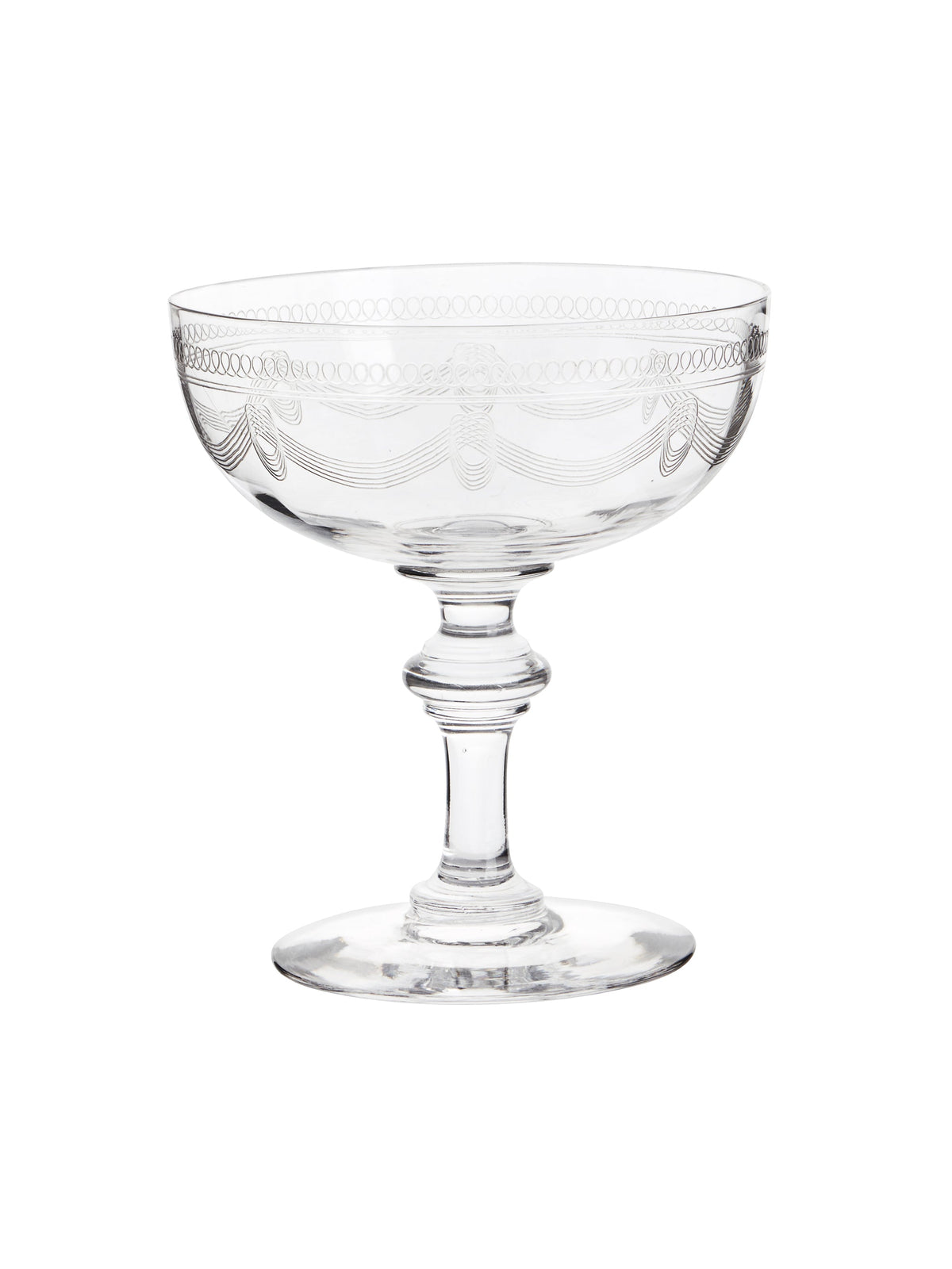Vintage 1900s French Etched Cocktail Coupes Weston Table
