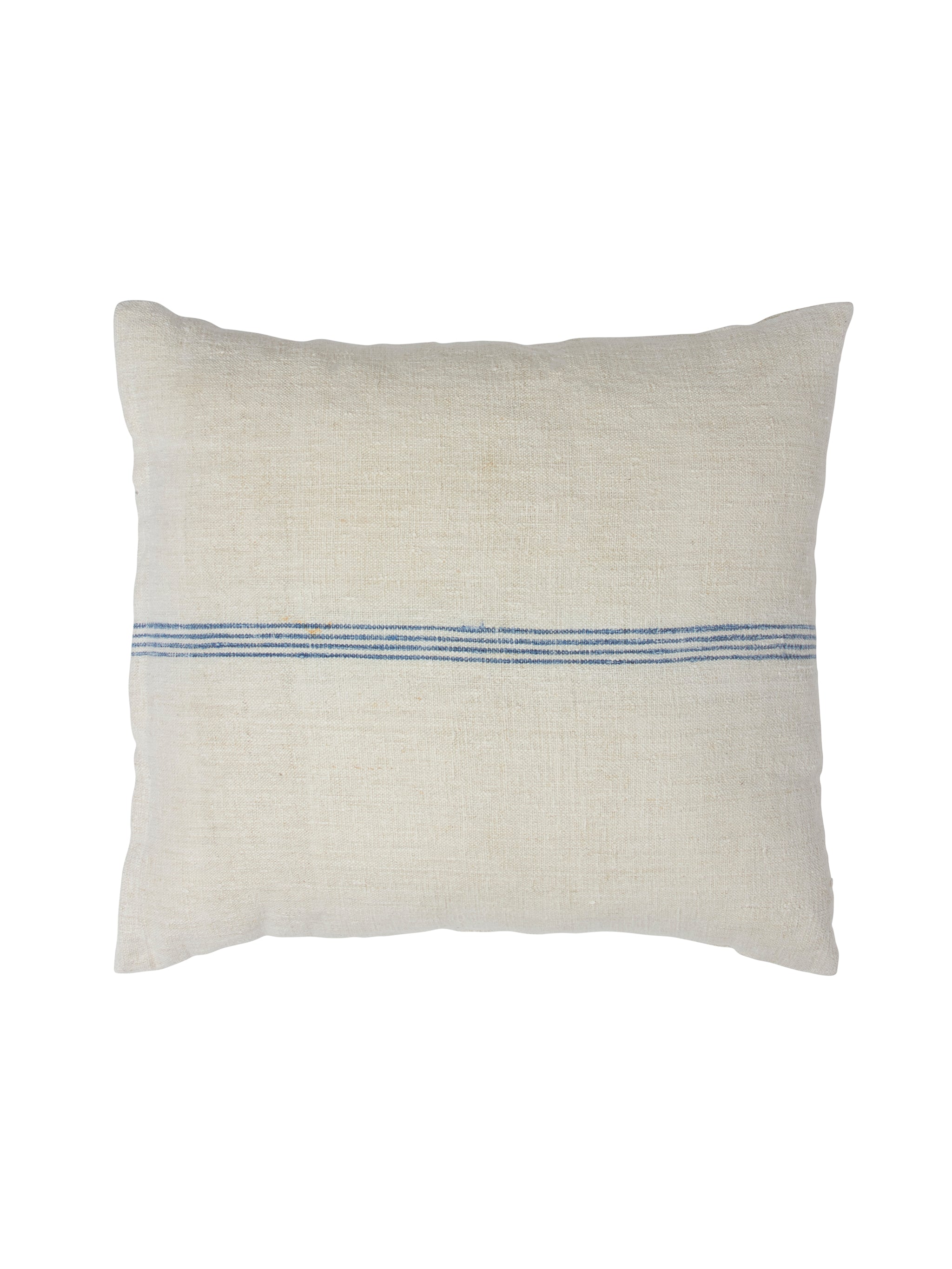 Farmhouse blue striped grain sack decorative lumbar accent pillow