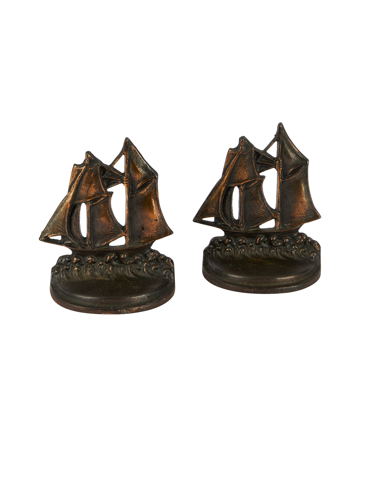 Vintage 1920s Bradley and Hubbard Cast Bronze Ship Bookends Weston Table