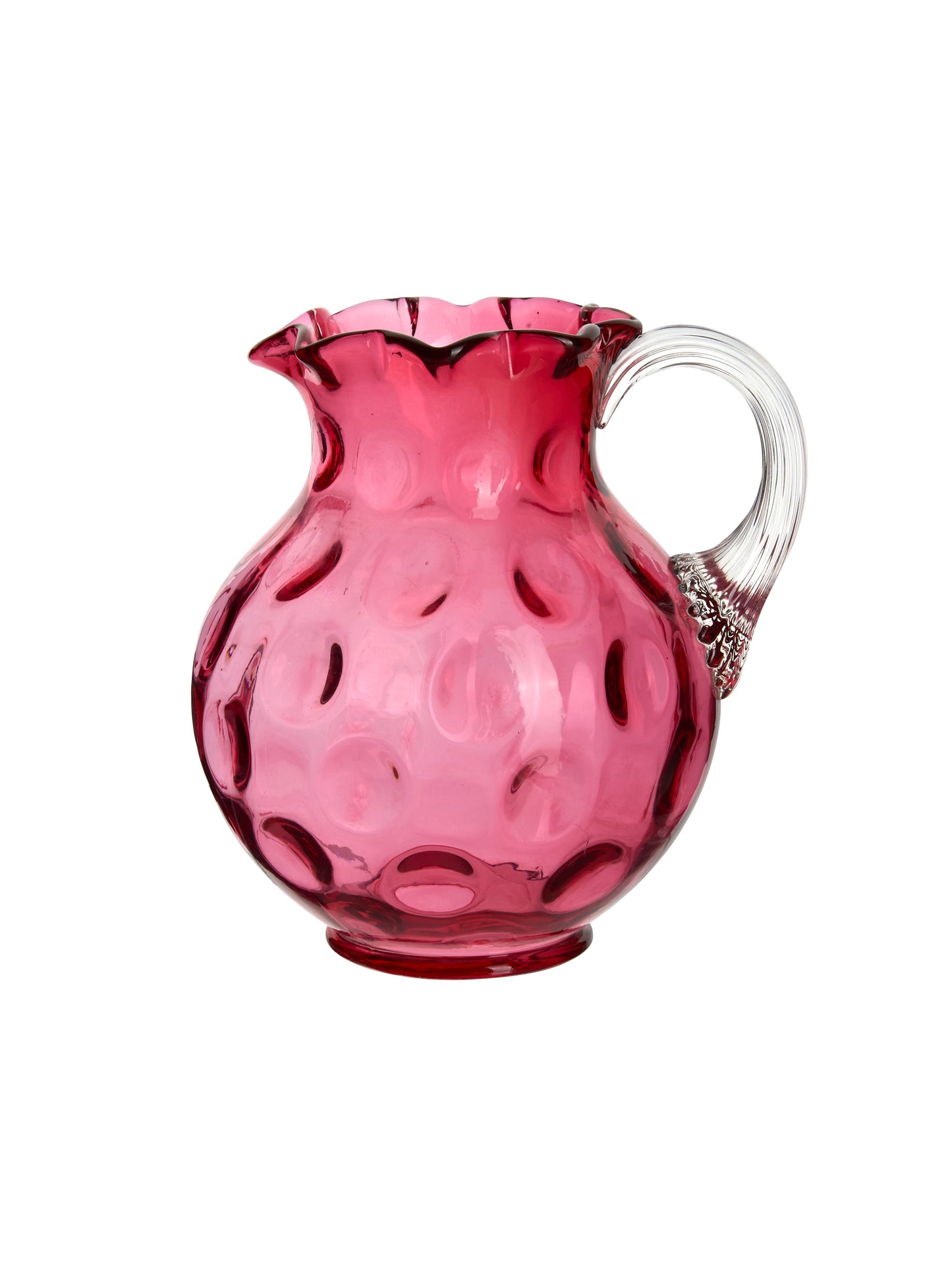 Vintage Cranberry Coin Spot Pitcher Weston Table