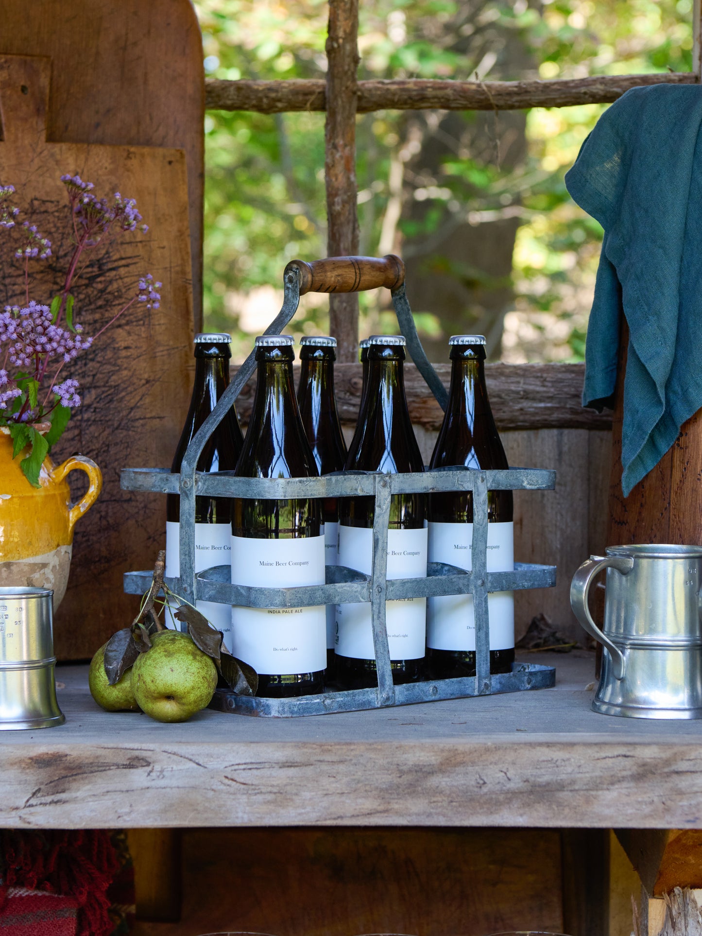 Vintage French Zinc Wine Bottle Carrier Weston Table