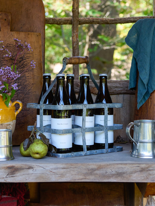 Vintage French Zinc Wine Bottle Carrier Weston Table
