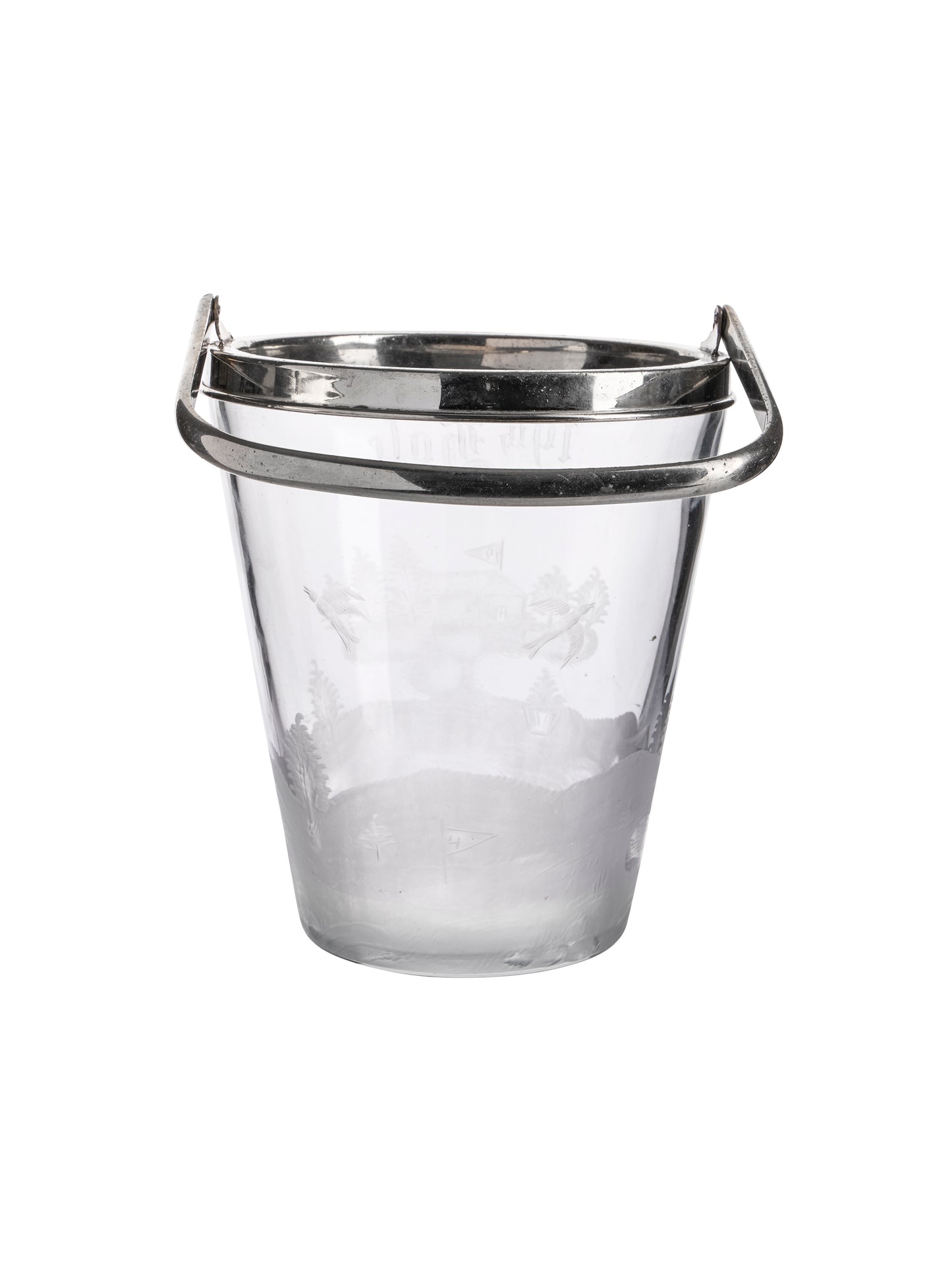 Vintage 1920s Hawks 19th Hole Etched Ice Bucket Weston Table