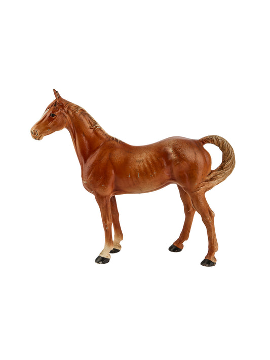 Vintage 1920s Hubley Brown Thoroughbred Horse Cast Iron Doorstop Weston Table