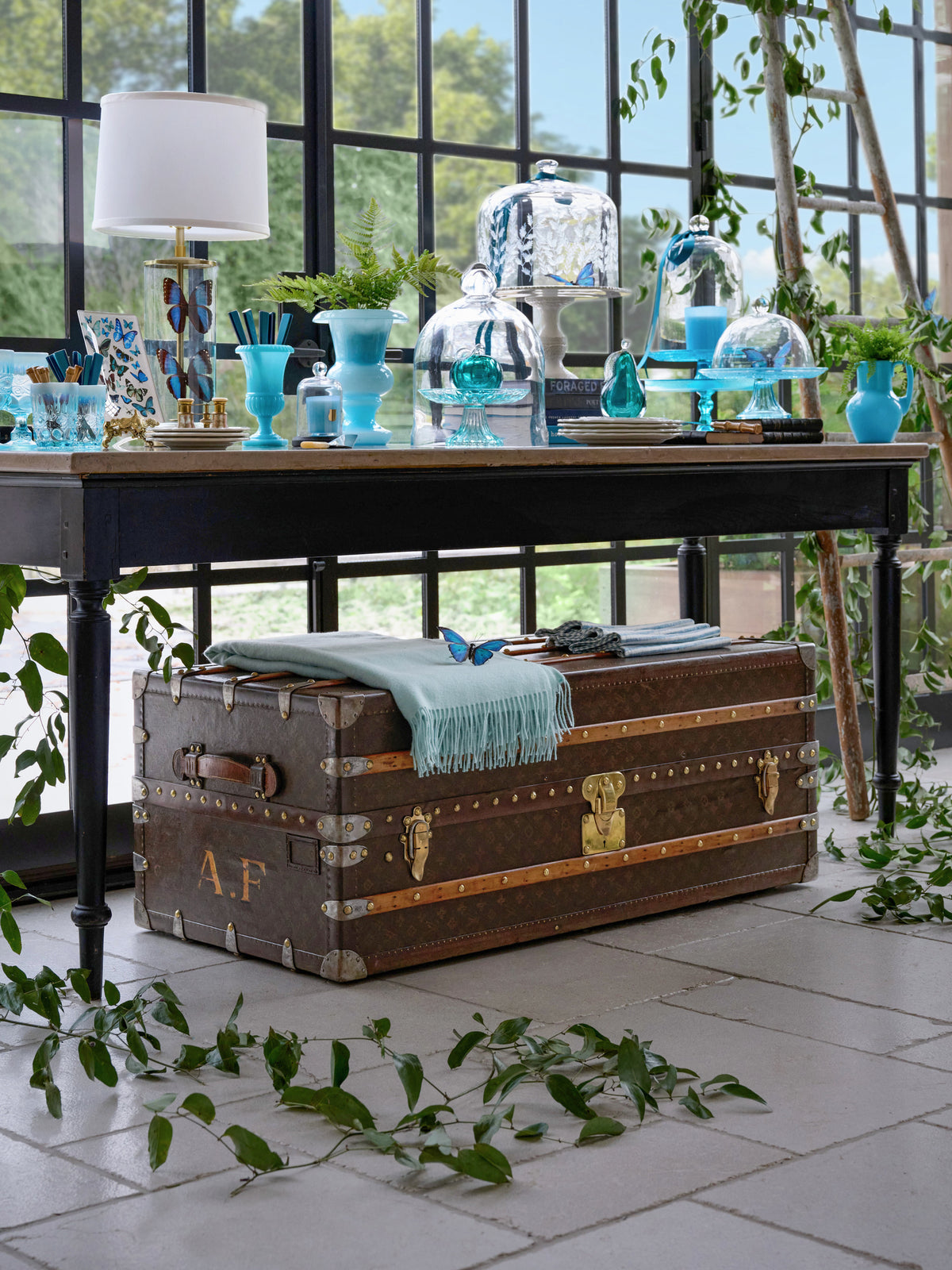Vintage 1920s Louis Vuitton Steamer Trunk Weston Table
