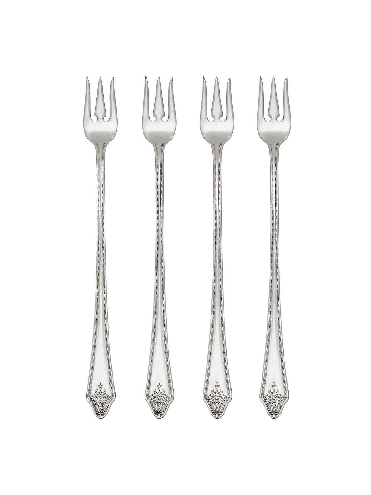 Vintage 1928 Maywood Silver Plate Oyster Forks Set of Four Weston Table