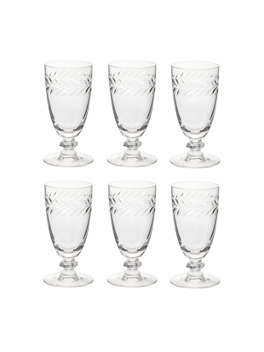 Vintage 1930s American Cut Crystal Glasses Set of Six Weston Table