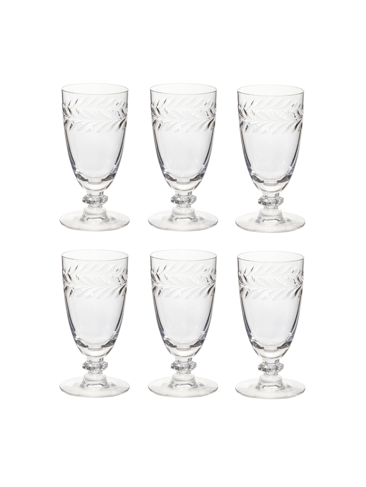 Vintage 1930s American Cut Crystal Glasses Set of Six Weston Table