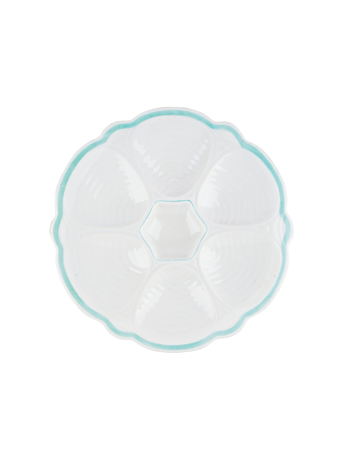 Vintage 1930s French Mint Rimmed Oyster Plate Weston Table
