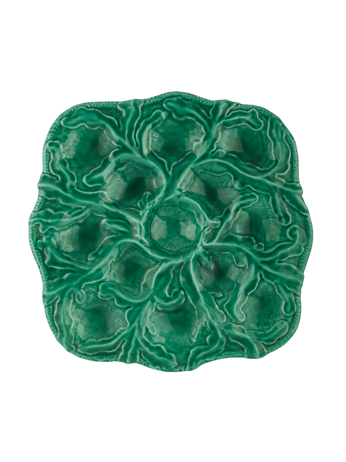 Vintage 1930s French Scalloped Square Oyster Plate Weston Table