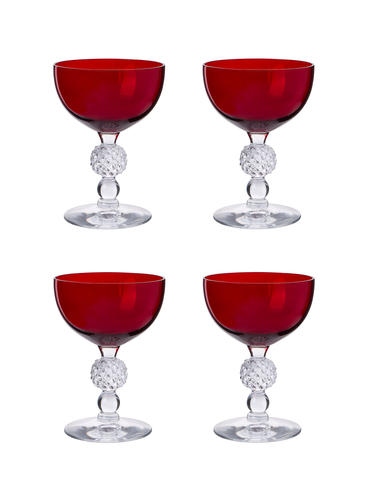 Vintage 1930s Morgantown Ruby Cocktail Coupes Weston Table