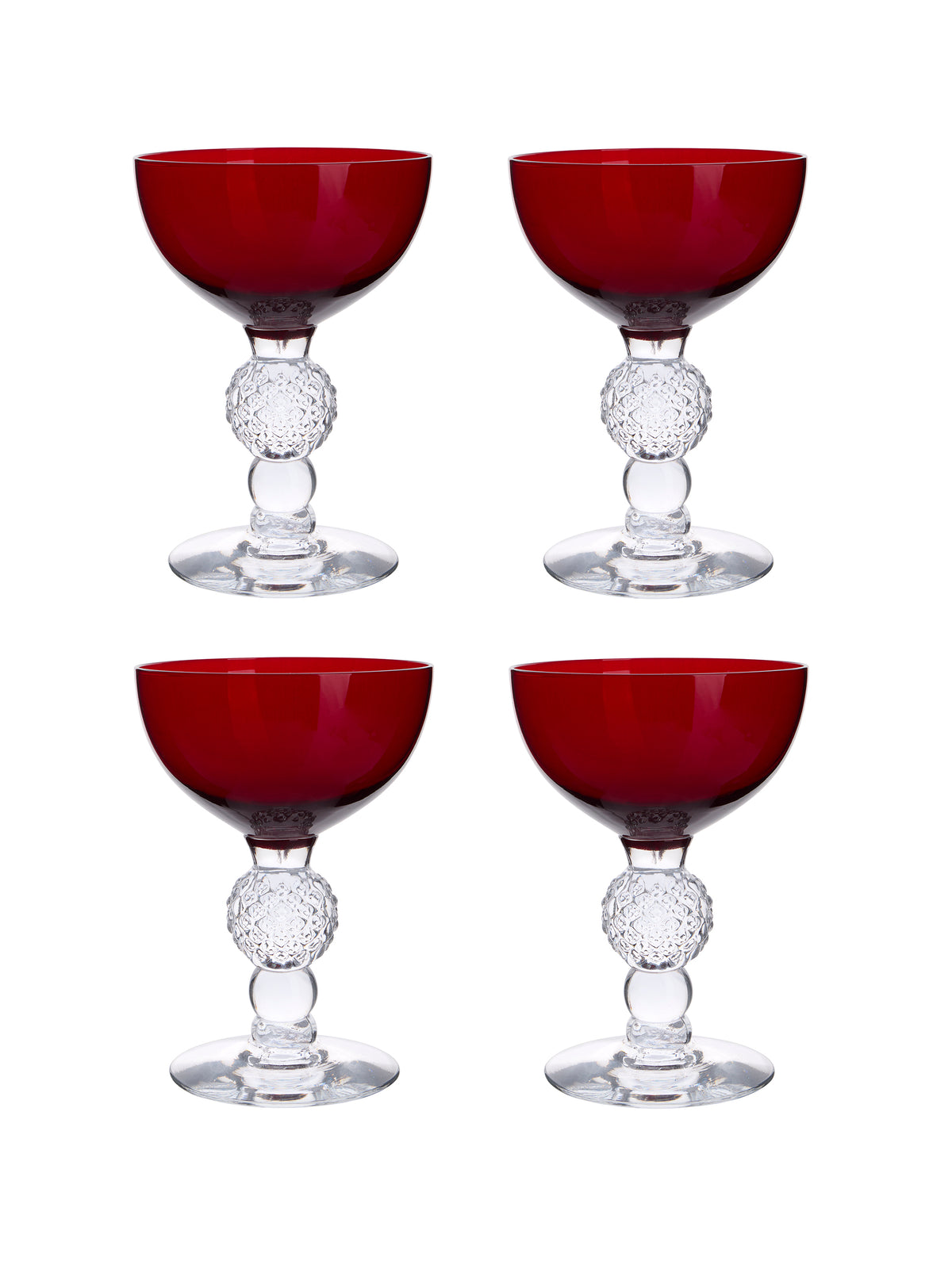 Vintage 1930s Morgantown Ruby Cocktail Glasses Set of Four Weston Table