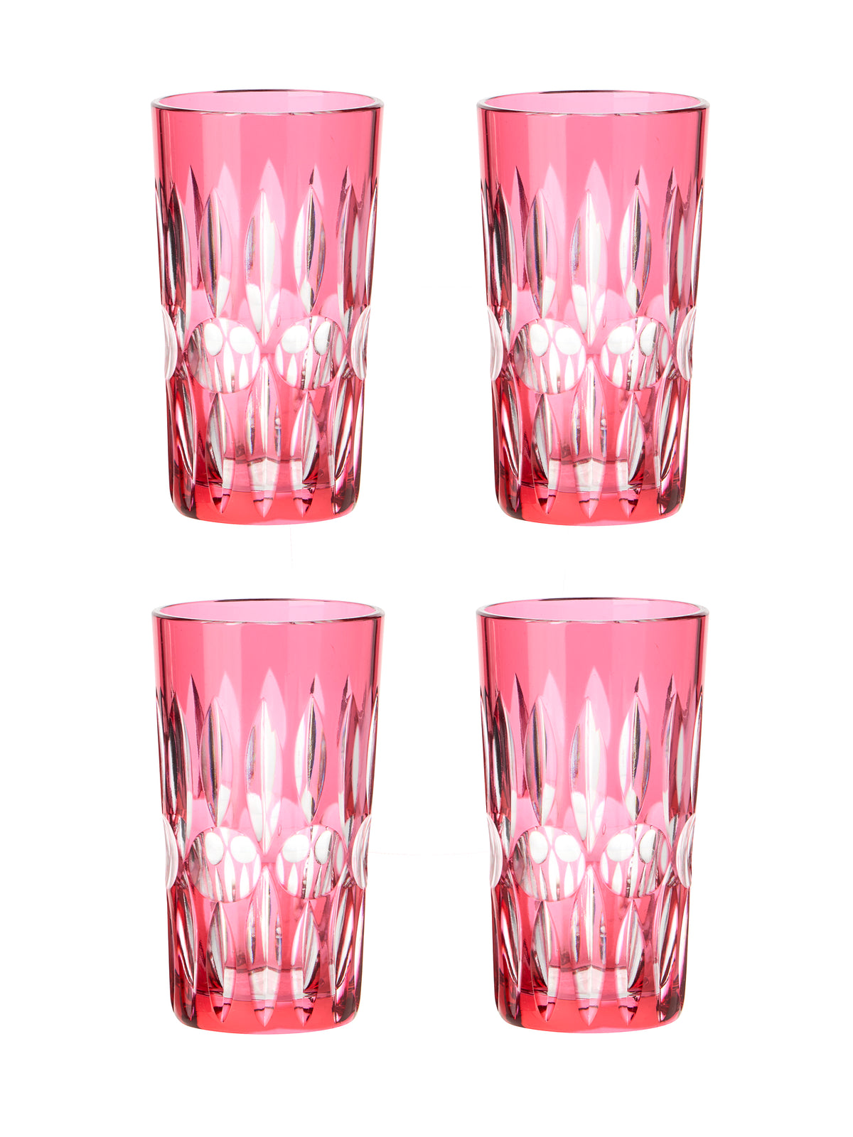 Vintage 1930s Val St. Lambert Ruby Crystal Cocktail Shaker and Glasses Glasses Set of Four Weston Table