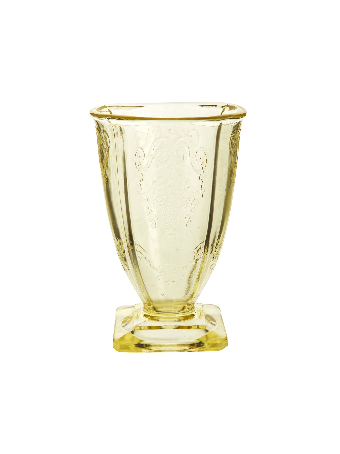 Vintage 1930s Yellow Square Foot Glass Set Weston Table