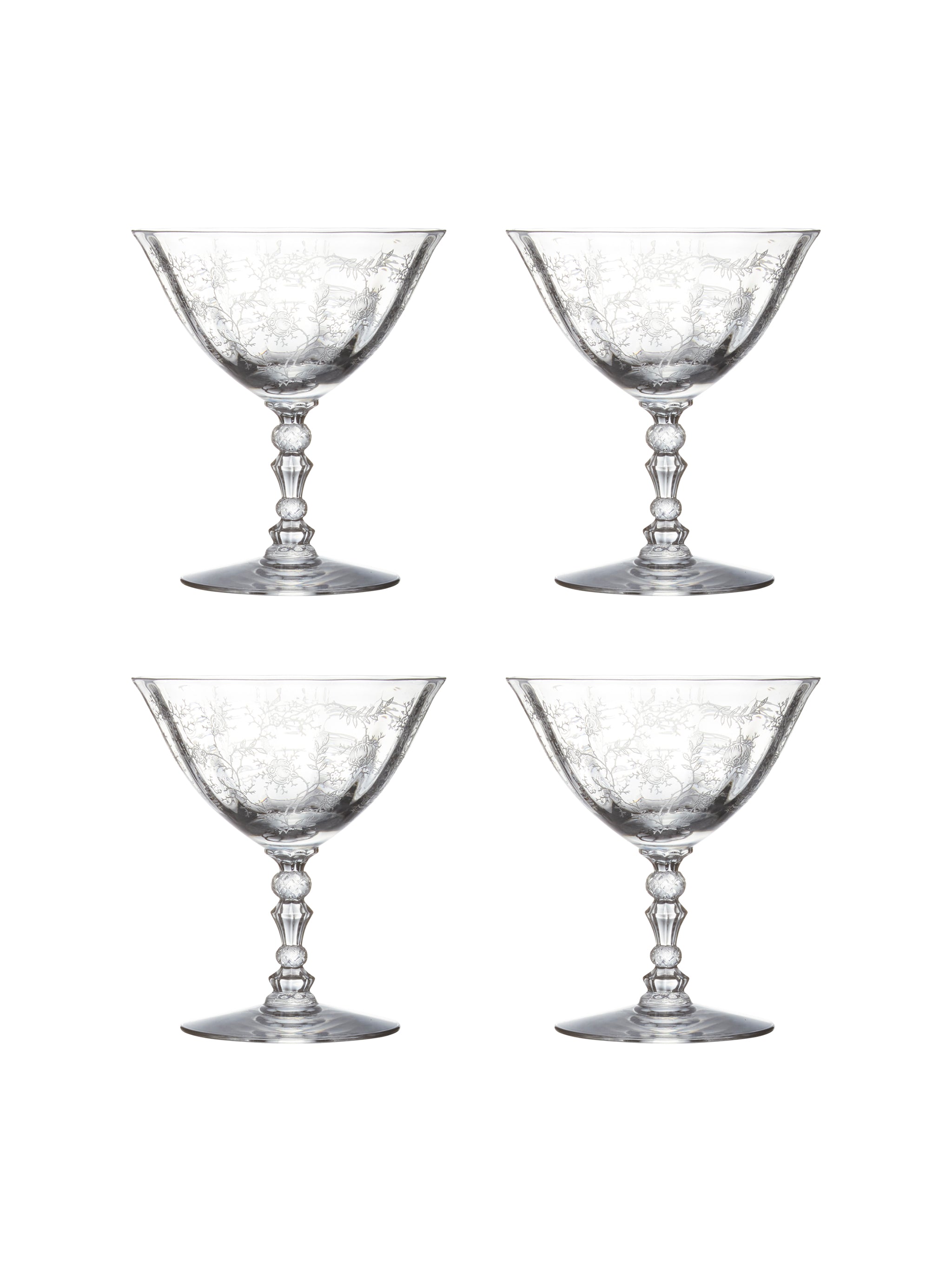 Shop the Vintage 1930s Fostoria Chintz Etched Crystal Wine Glasses