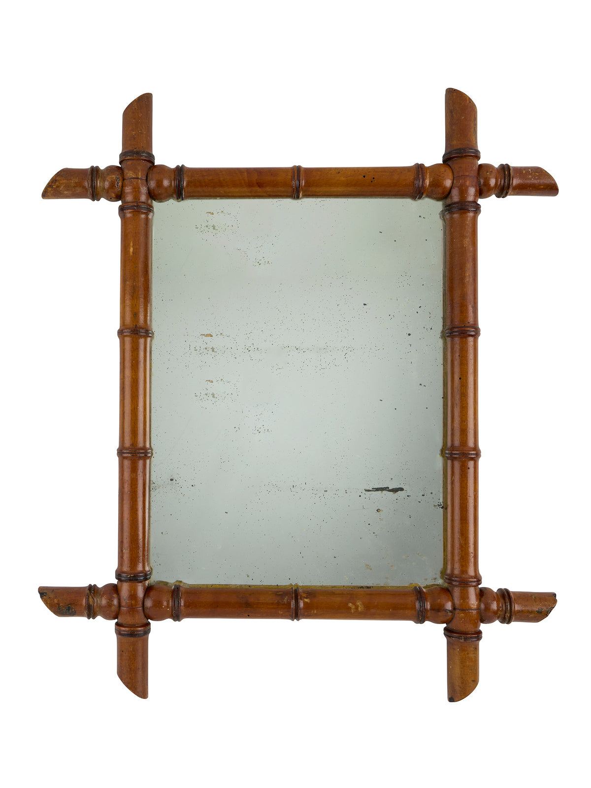 Vintage 1940s French Large Bamboo Mirror Eight Weston Table