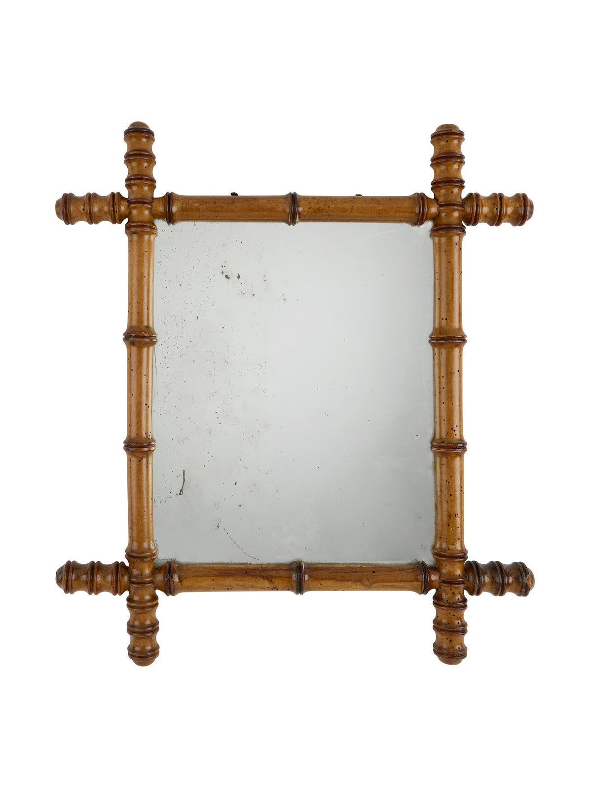 Vintage 1940s French Medium Bamboo Mirror Five Weston Table