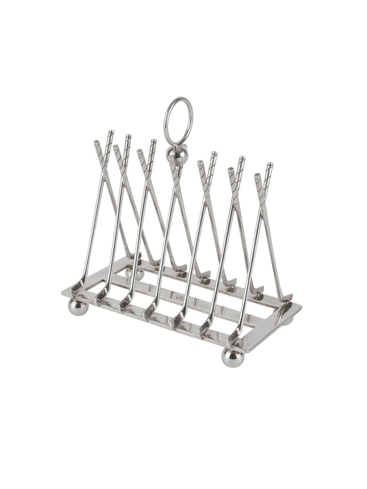 Vintage 1940s Silver Plate Crossed Golf Clubs Toast Rack Weston Table