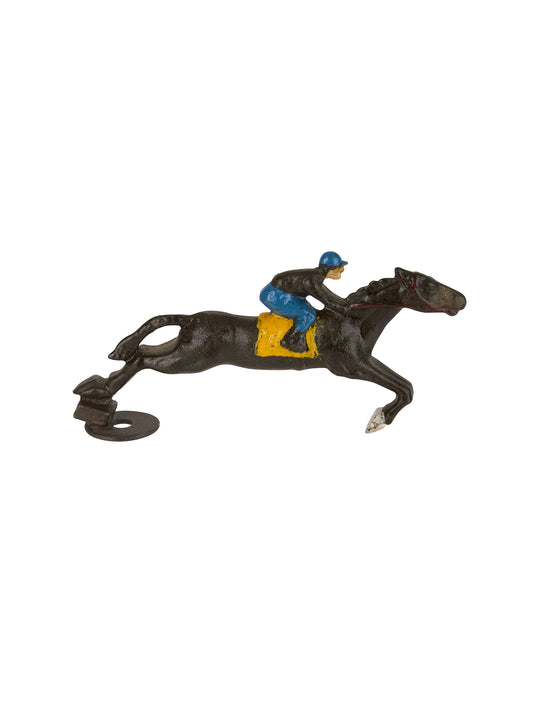 Vintage 1940s Painted Cast Iron Jockey and Thoroughbred Weston Table