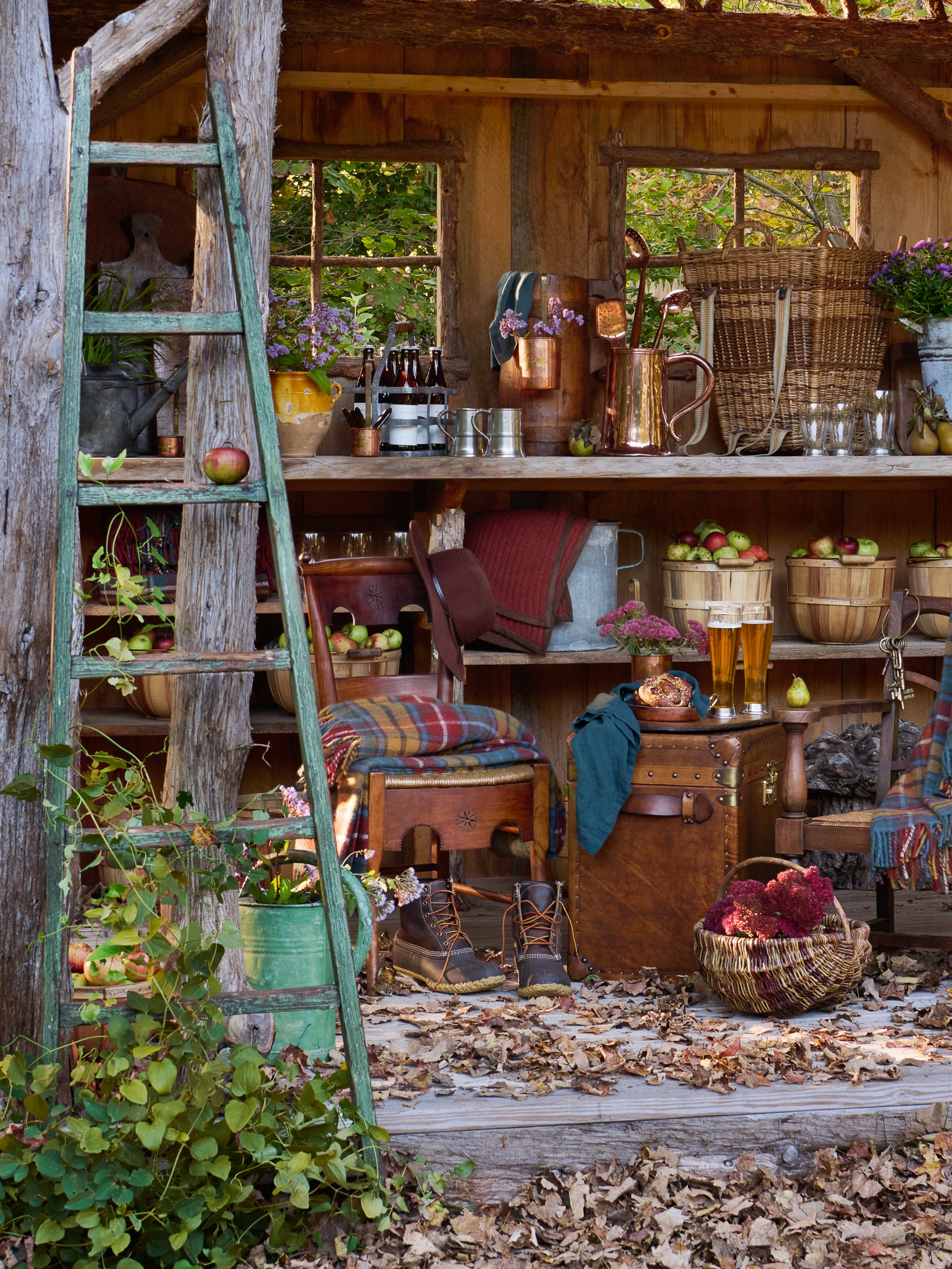 Vintage 1940s American Wood Fruit Picking Ladder Weston Table