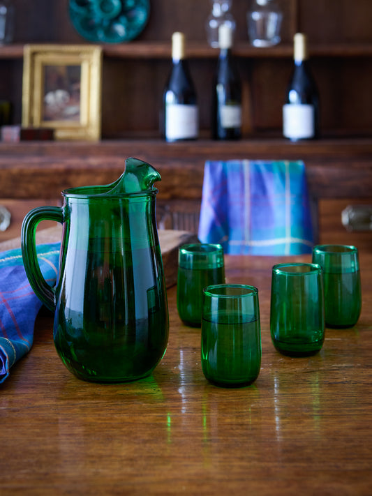 Vintage 1950s Forest Green Pitcher and Glass Set Weston Table