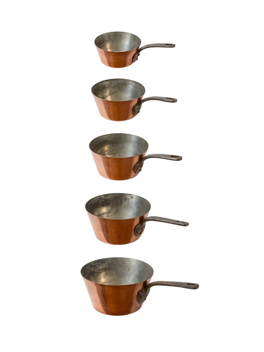 Vintage 1950s French Five Piece Copper Sauce Pan Set Weston Table