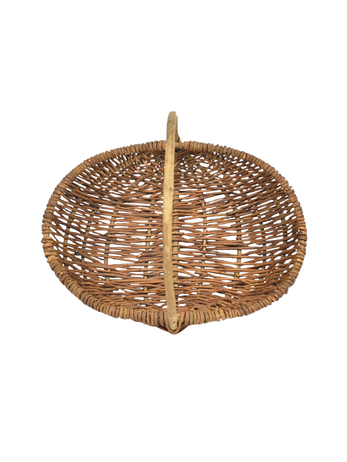 Vintage 1950s French Kitchen Garden Bent Wood Handle Basket Weston Table