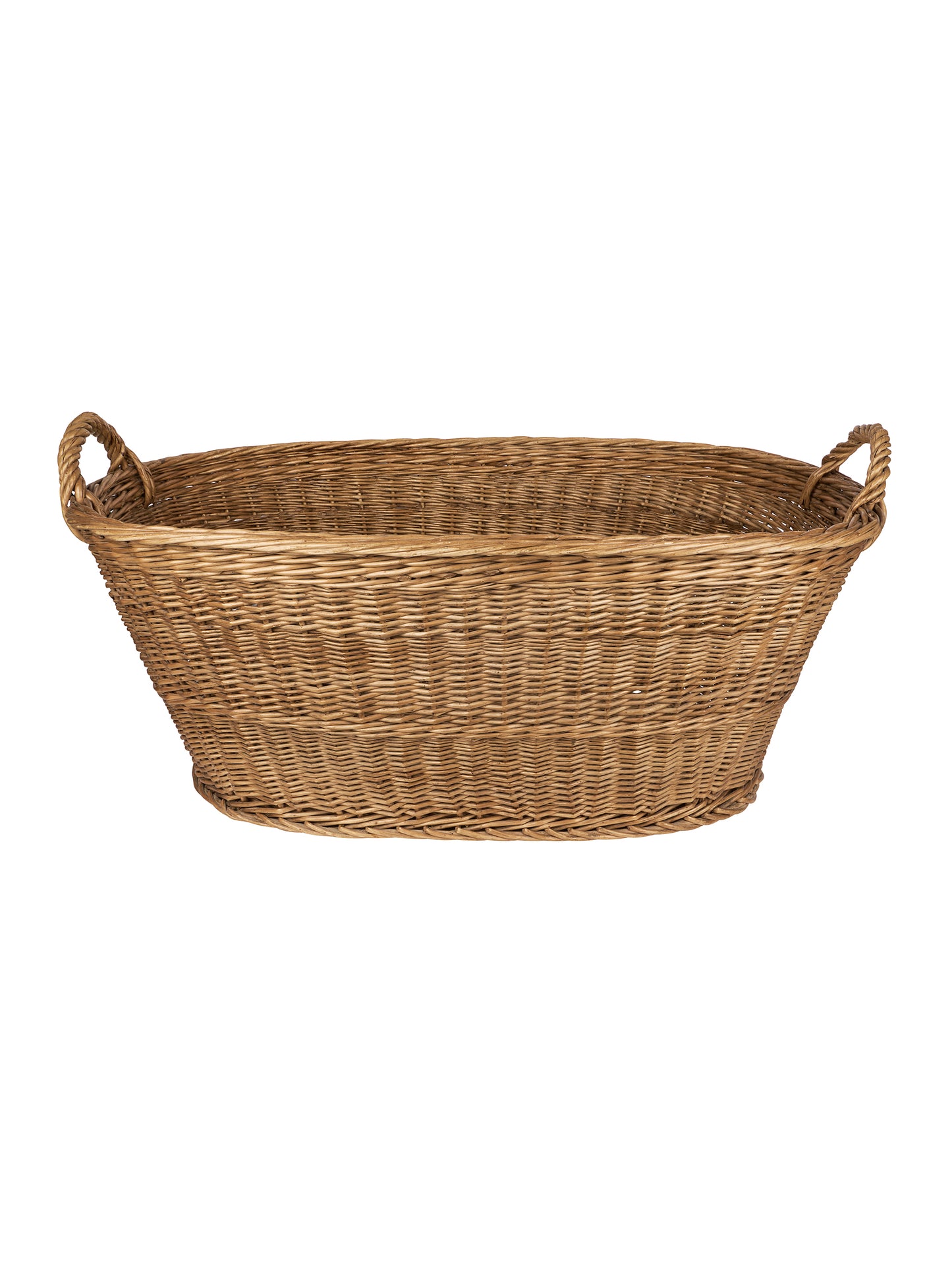Vintage 1950s French Wicker Oval Laundry Basket Five