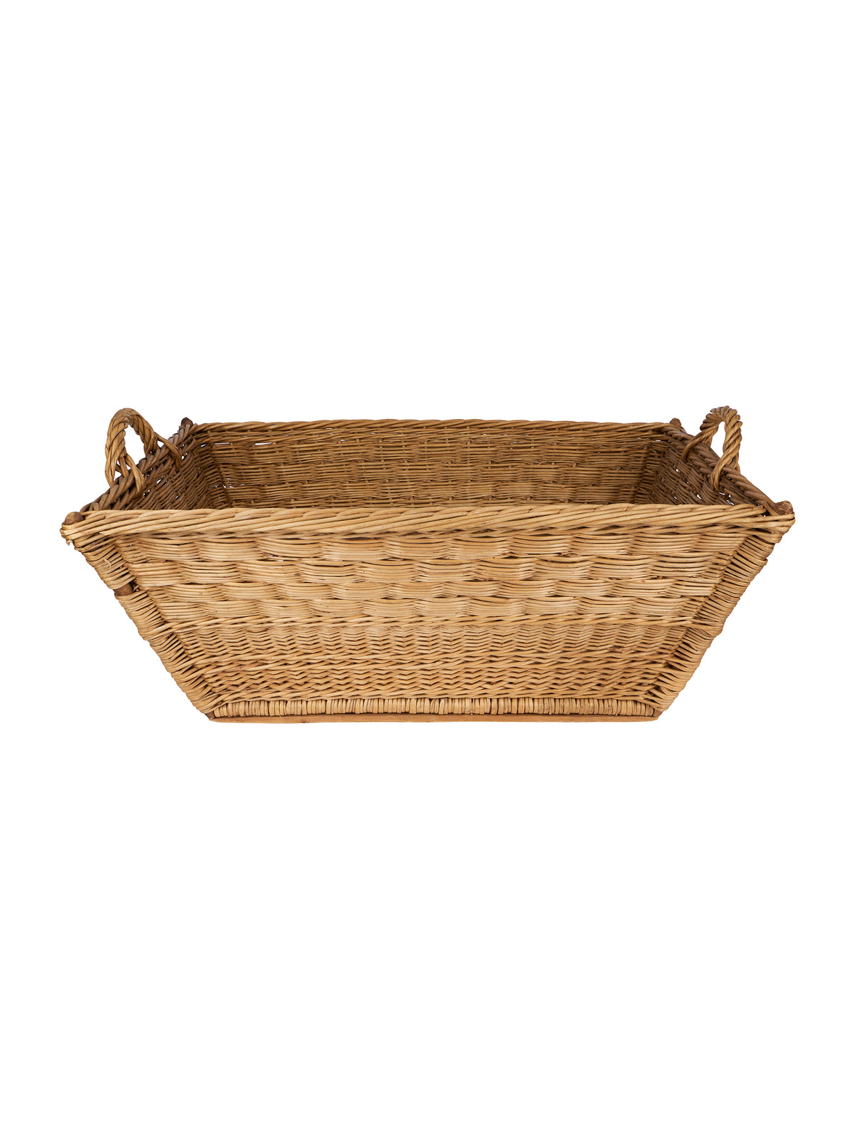 Vintage 1950s French Wicker Rectangular Laundry Basket