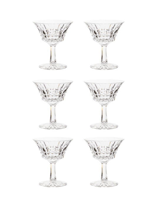 Vintage 1950s Italian Martini Crystal Glasses Set of Six Weston Table