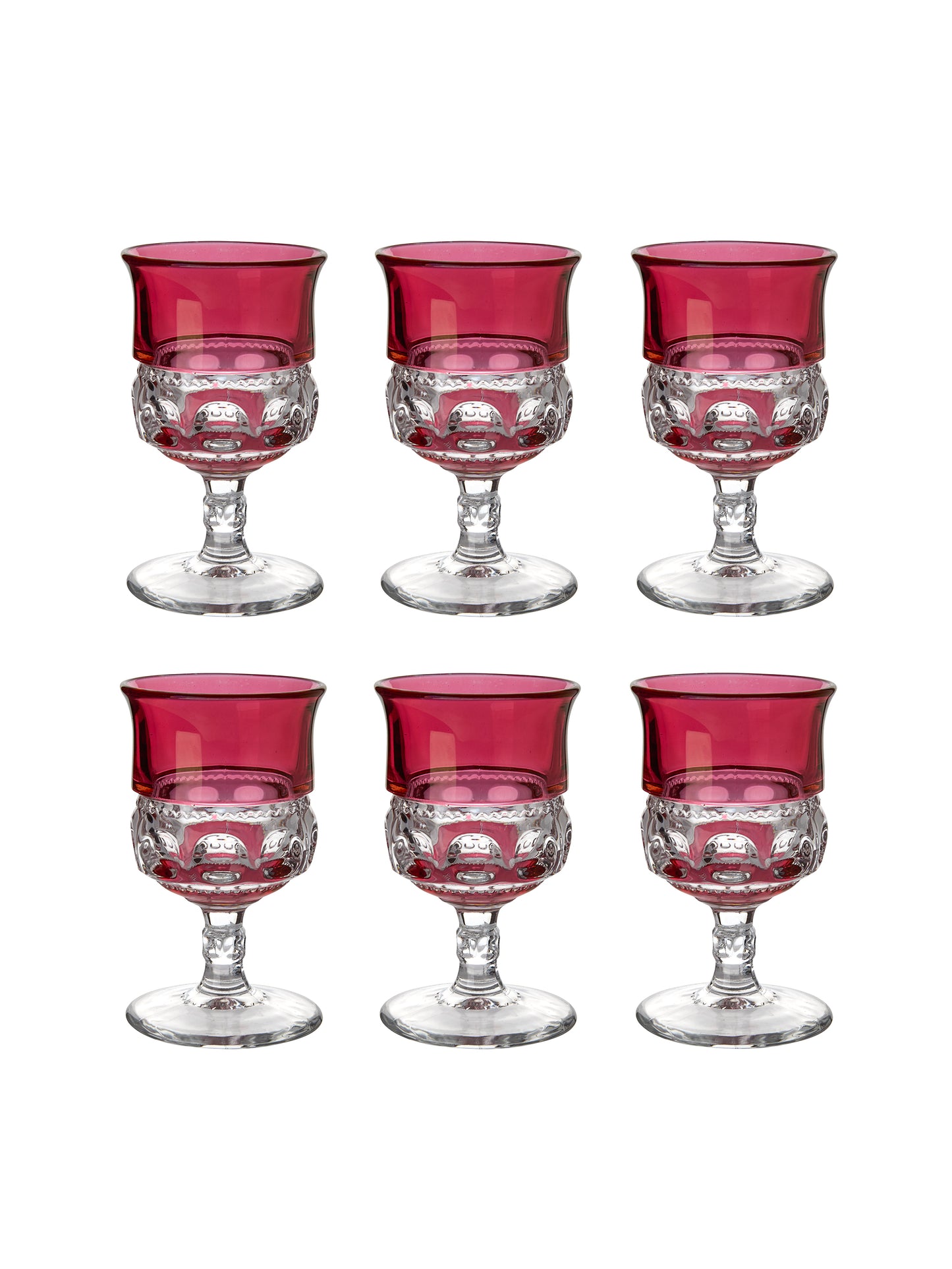 Vintage 1950s King's Crown Thumbprint Cranberry Glasses Weston Table