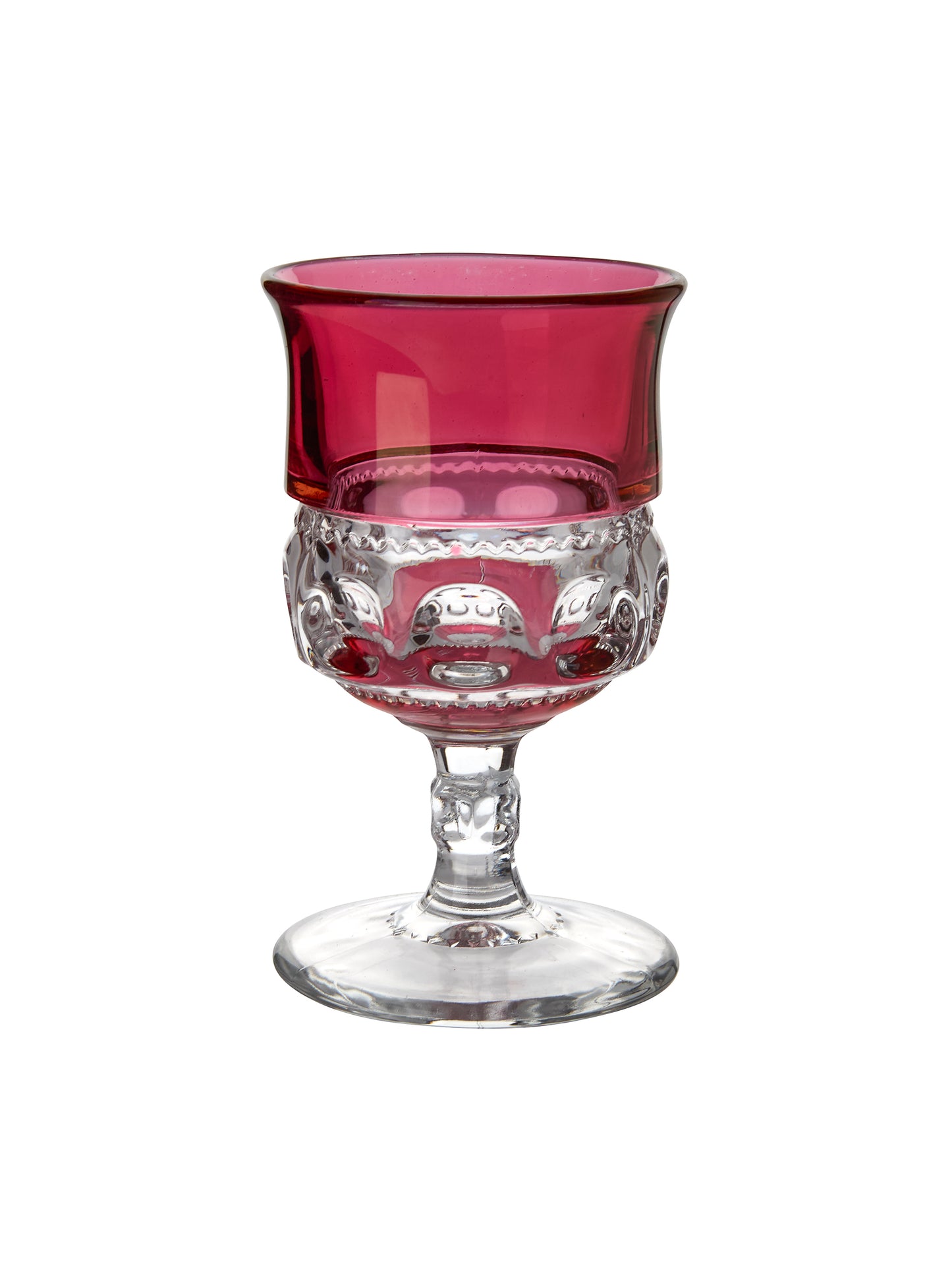 Vintage 1950s King's Crown Thumbprint Cranberry Glasses Weston Table