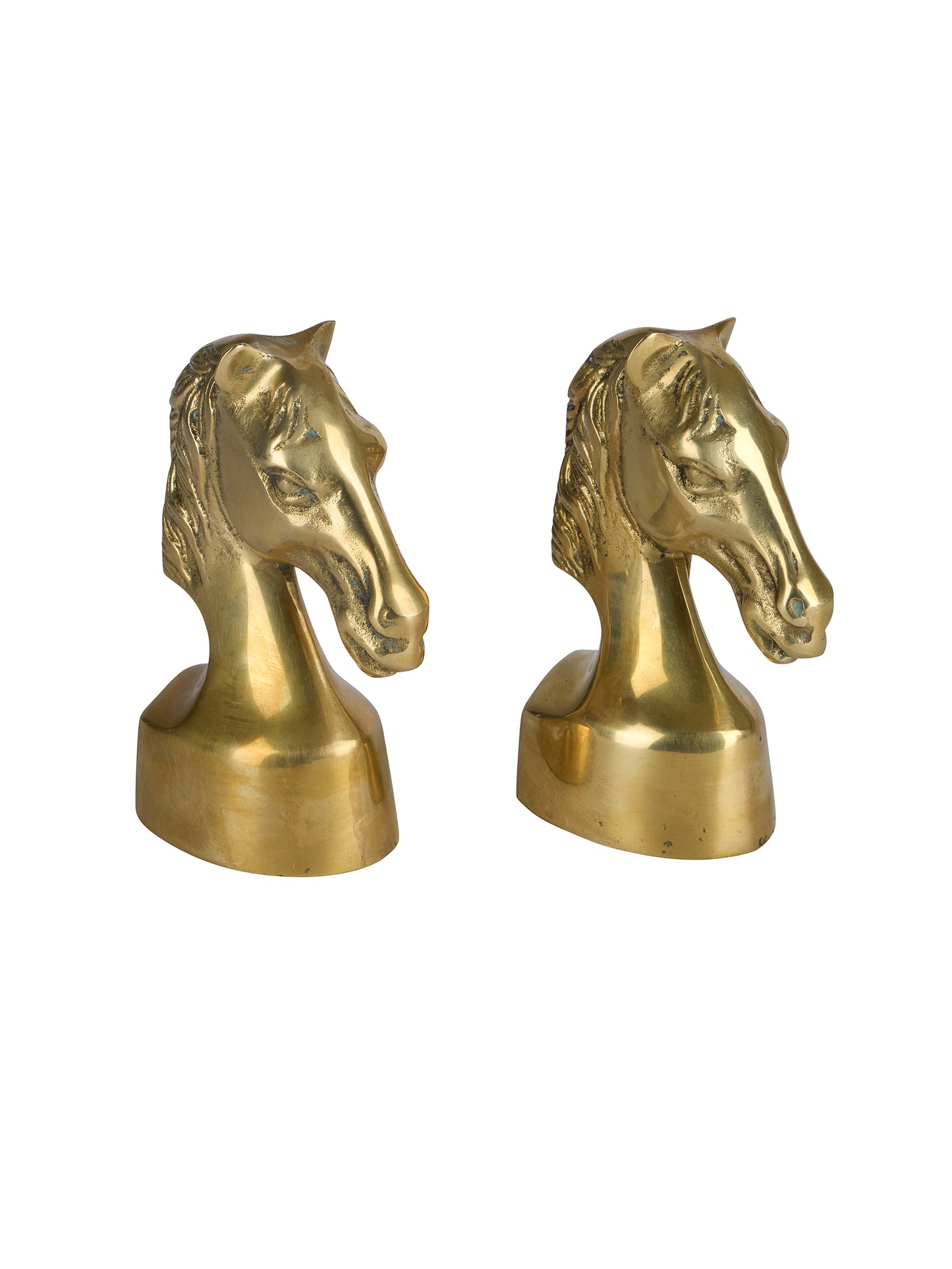 Vintage 1950s Solid Brass Thoroughbred Bust Bookends Weston Table