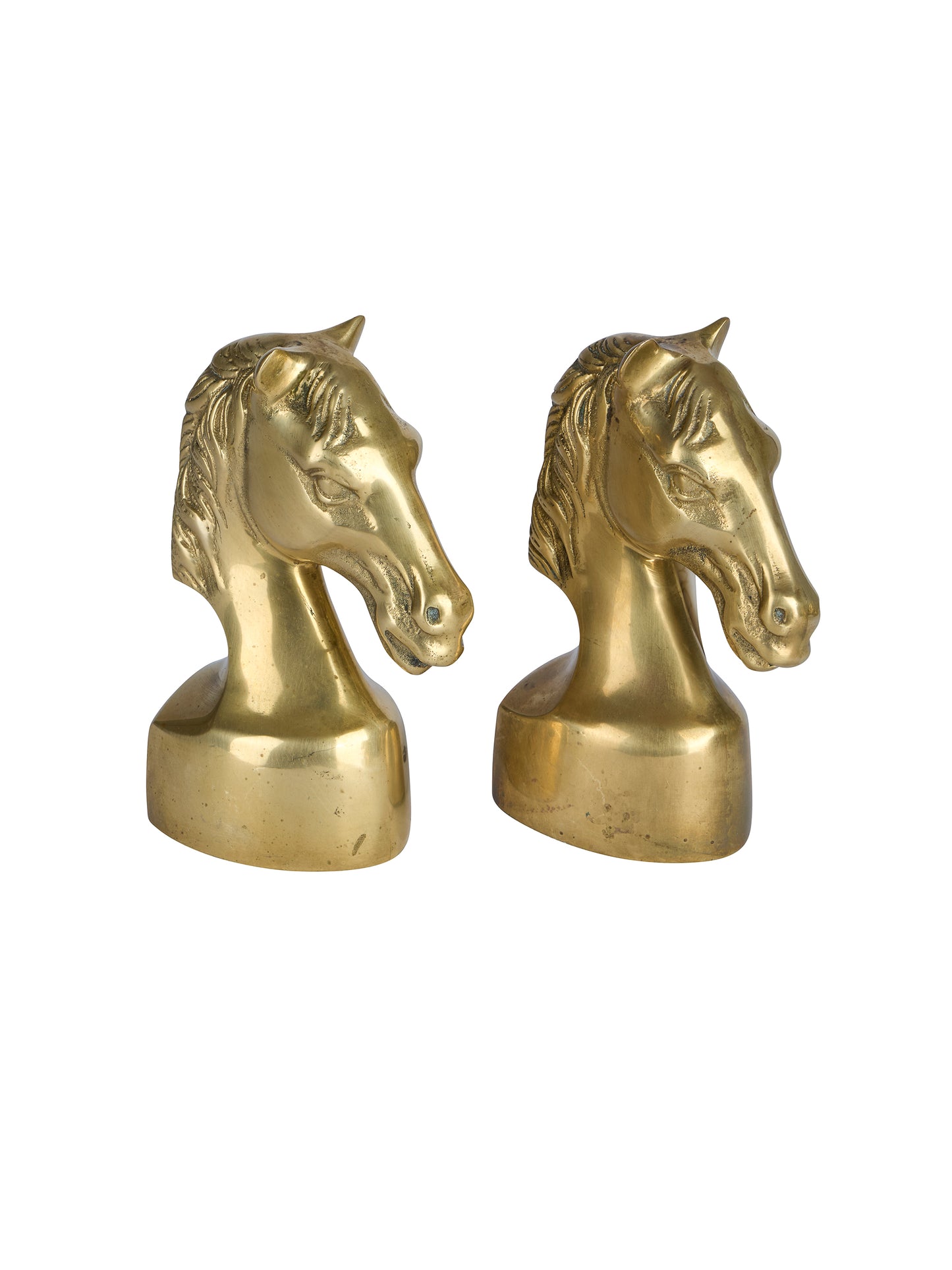 Vintage 1950s Solid Brass Thoroughbred Bust Bookends Weston Table