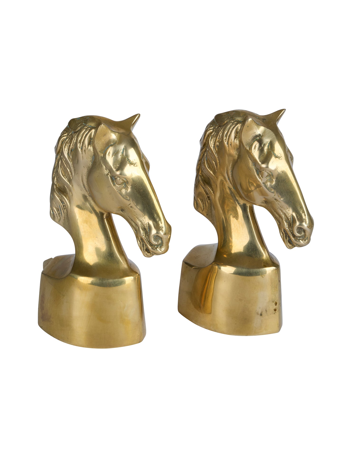 Vintage 1950s Solid Brass Thoroughbred Bust Bookends Weston Table