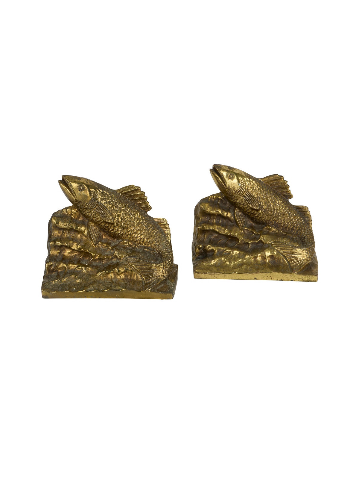 Vintage 1950s Trout Bronze Bookends Weston Table