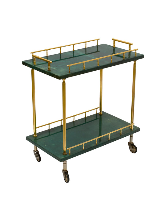 Vintage 1960s Aldo Tura Green Bar Cart Weston Table