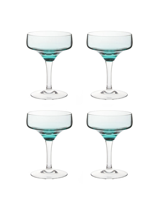 Vintage 1960s Aqua Sasaki Cocktail Glasses Set of Four Weston Table