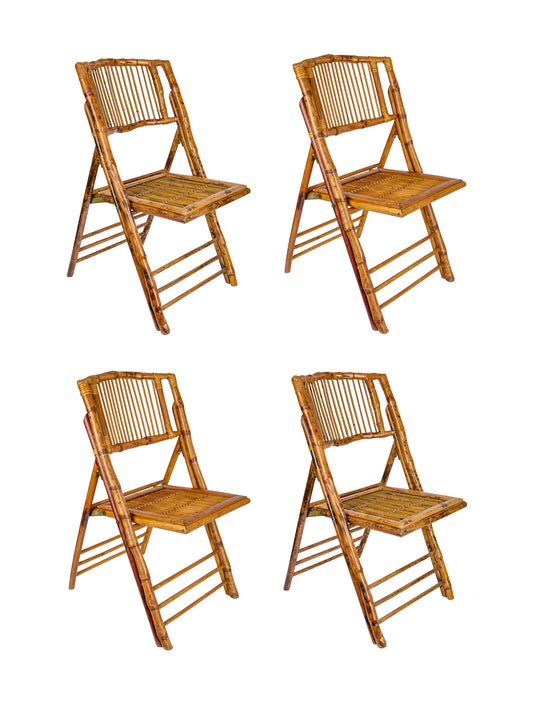 Vintage 1960s Bamboo Folding Chair Set Weston Table