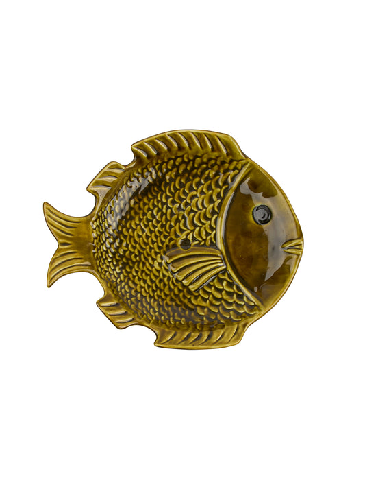 Vintage 1960s Chartreuse Fish Plate Weston Table